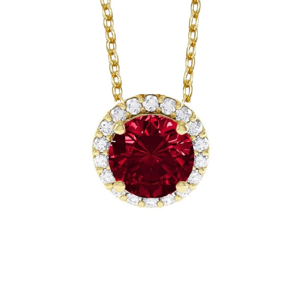 GOLD RUBY HALO NECKLACE