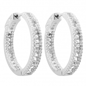 SILVER BAGUETTE HOOP EARRINGS