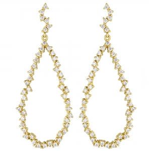 GOLD CZ TEARDROP HANGING EARRINGS