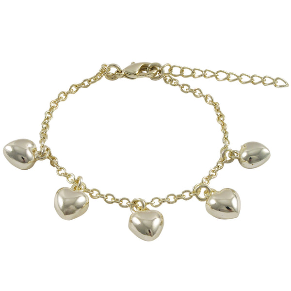 GOLD PUFFY HEART CHARM BRACELET