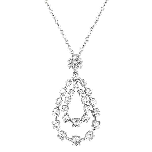 SILVER CZ RAINDROP PENDANT NECKLACE