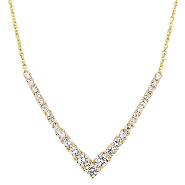 GOLD CZ V BAR NECKLACE