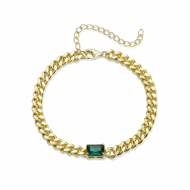 GOLD CUBAN EMERALD BRACELET