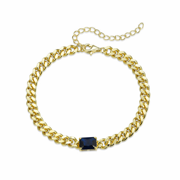 GOLD CUBAN SAPPHIRE BRACELET