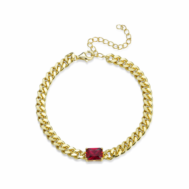 GOLD CUBAN RUBY BRACELET