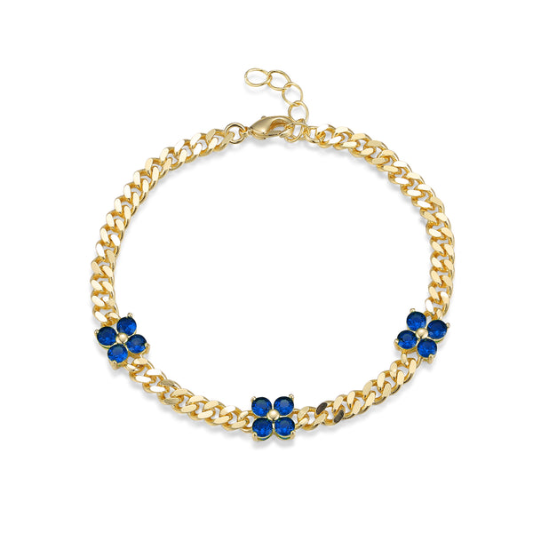 GOLD CUBAN CLOVER SAPPHIRE BRACELET