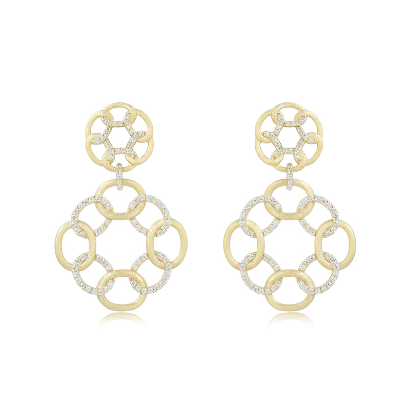 GOLD CZ CHAIN HANGING EARRINGS