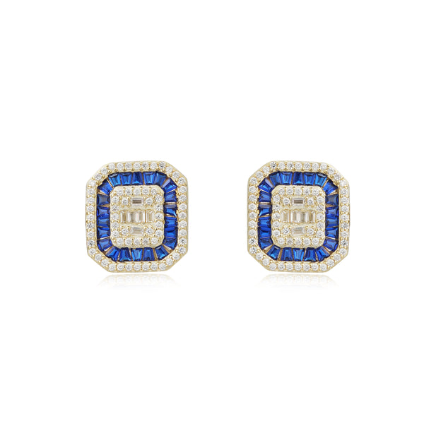 SAPPHIRE RECTANGLE STUD EARRINGS