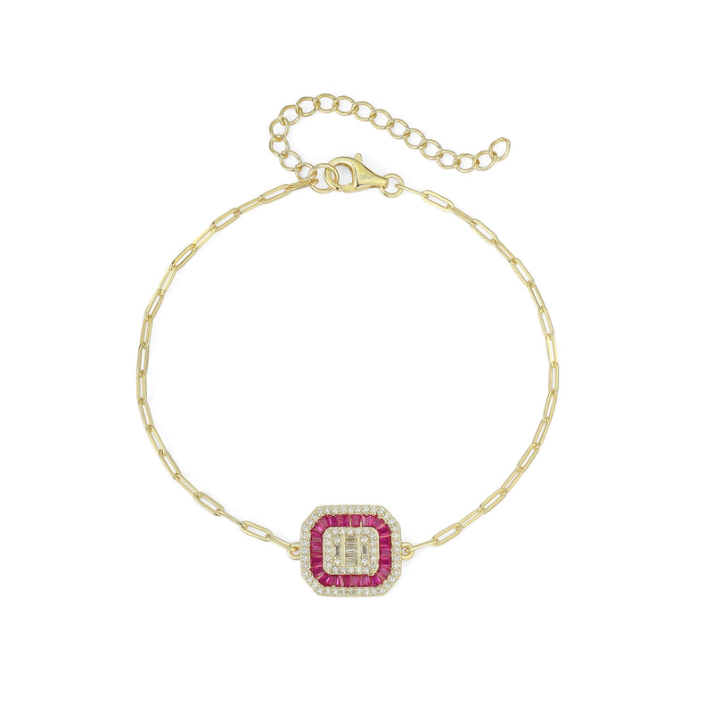 RUBY RECTANGLE PAPERCLIP BRACELET