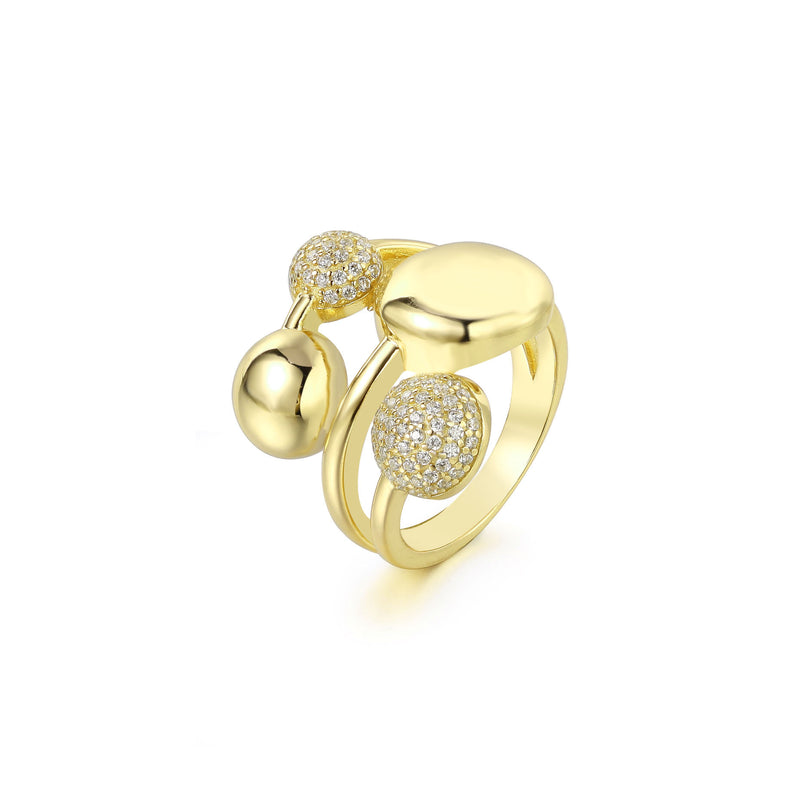 GOLD CZ BALLS RING