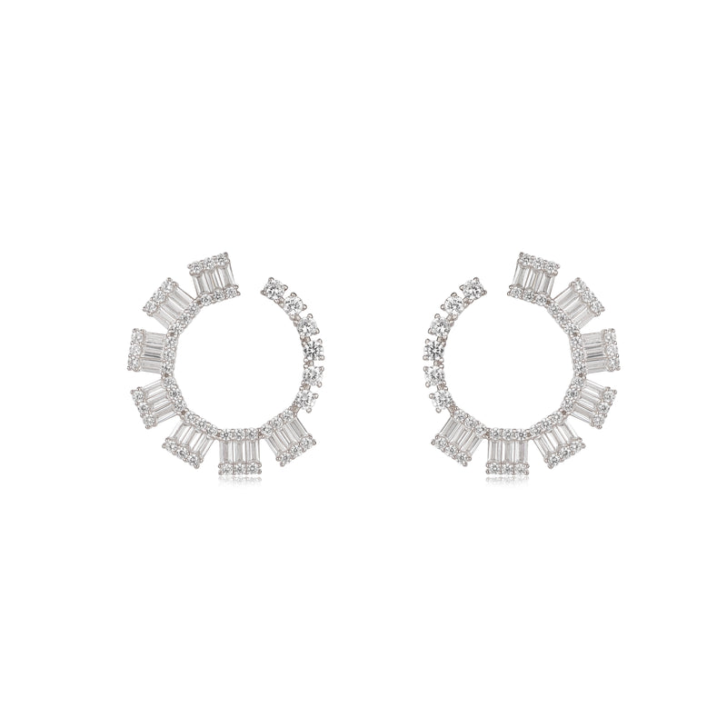 SILVER BAGGUETES CZ J EARRINGS