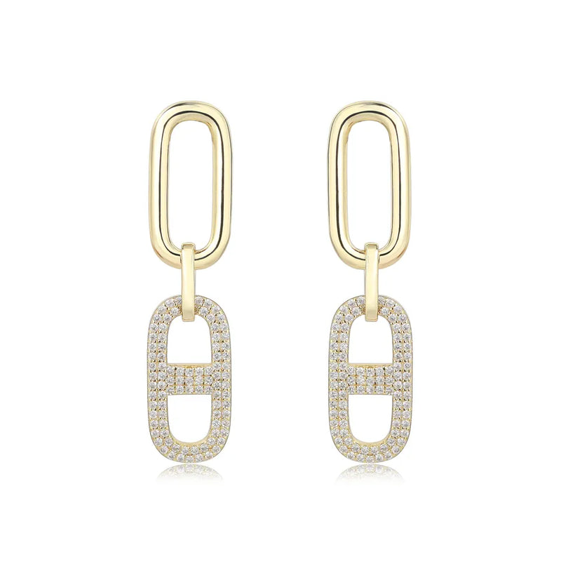 GOLD CZ HANGING EARRINGS