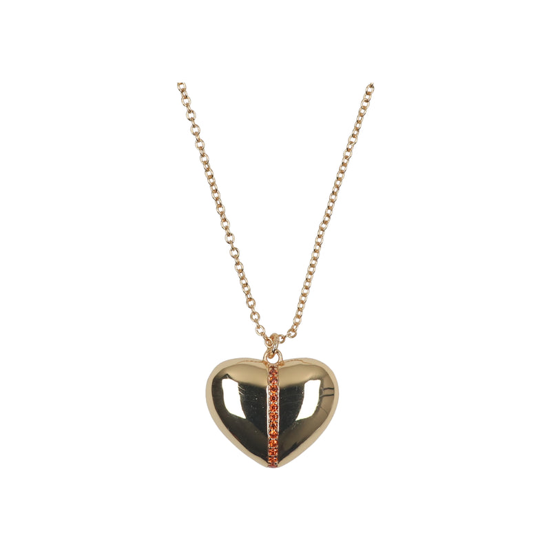 GOLD RUST PUFFY HEART PENDANT NECKLACE