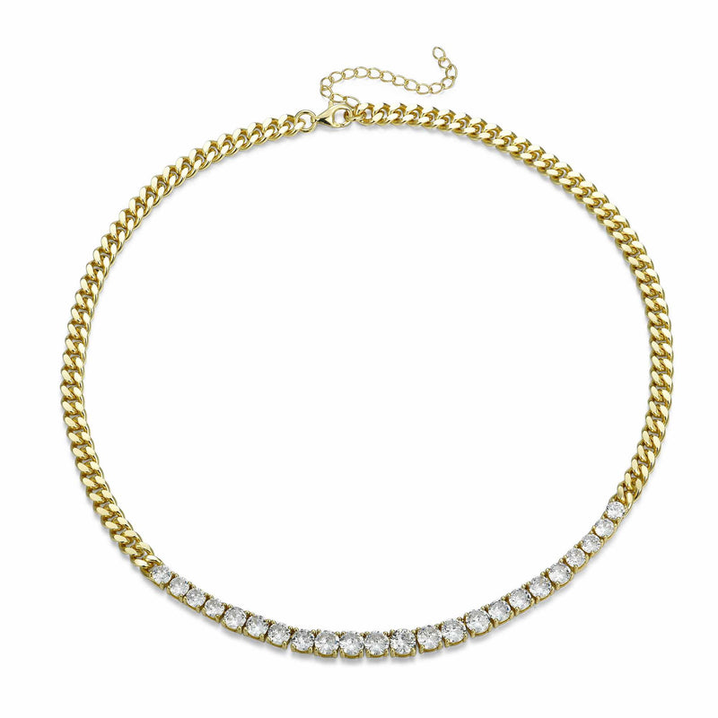 GRADUATING CZ CURB CHAIN NECKLACE