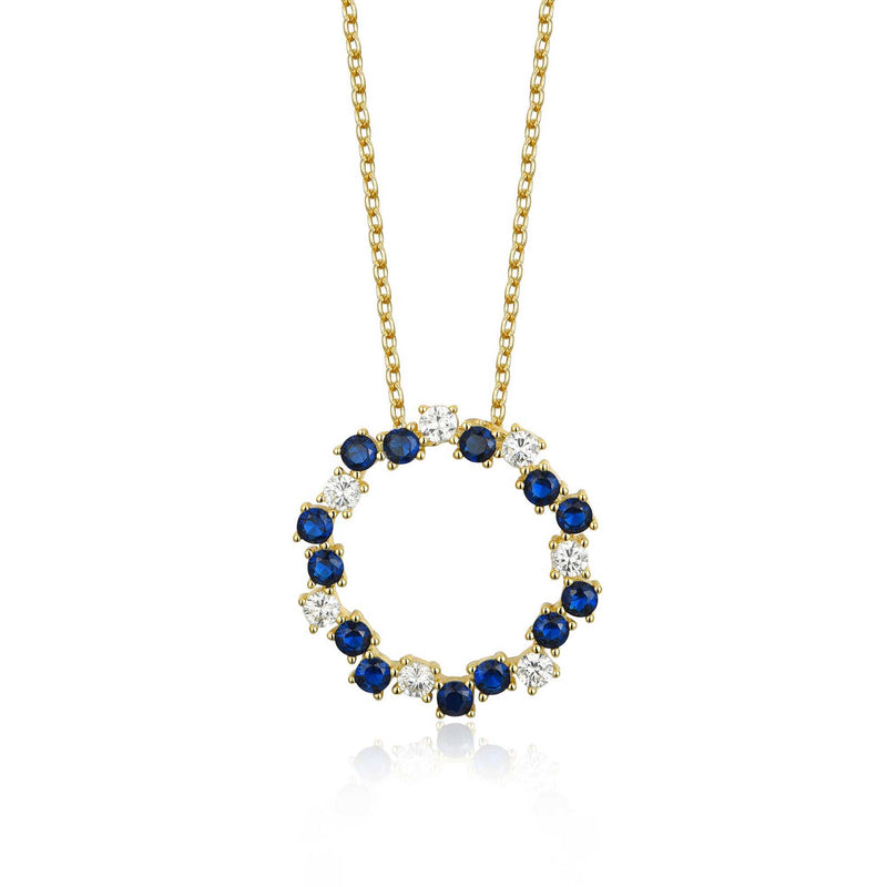 GOLD SAPPHIRE ZIGZAG PENDANT NECKLACE