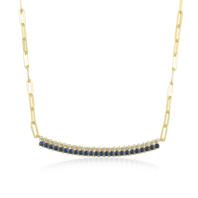 GOLD SAPPHIRE BAR NECKLACE