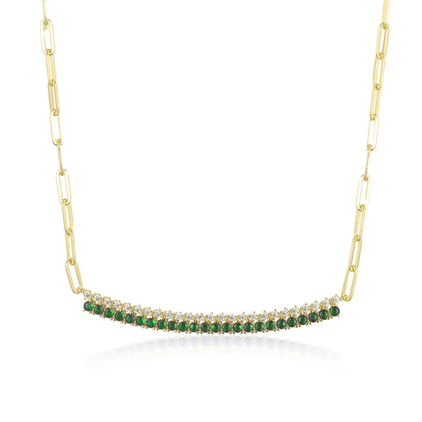 GOLD EMERALD BAR NECKLACE