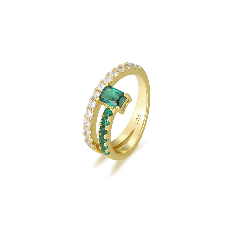 GOLD CZ EMERALD RING