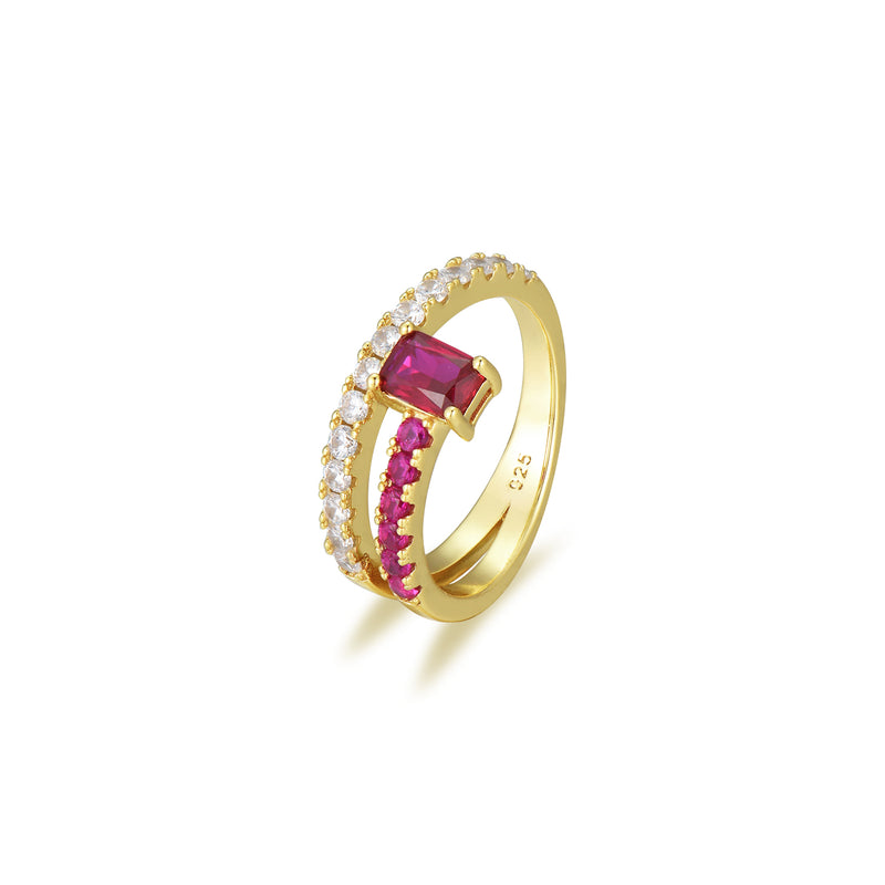 GOLD CZ RUBY RING