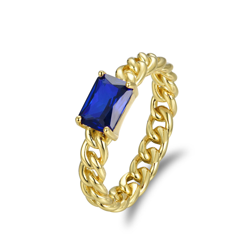 GOLD CUBAN SAPPHIRE RING