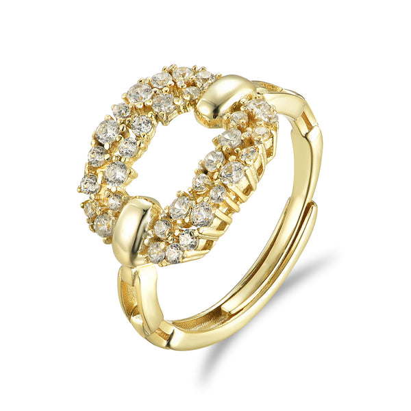 GOLD RECTANGLE CZ EXTENABLE RING