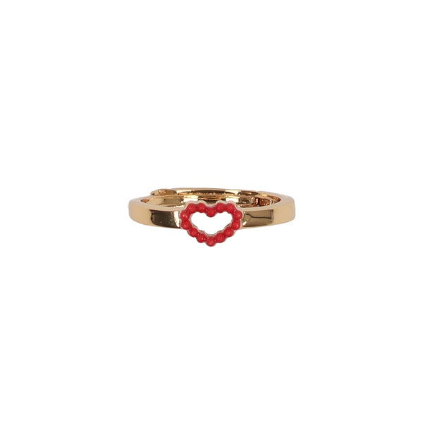 GOLD HEART REDL PEARL RING