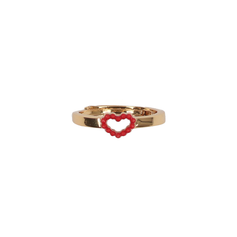 GOLD HEART REDL PEARL RING