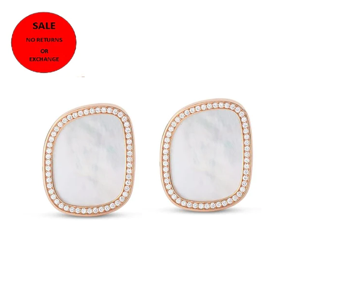 ROSE GOLD MOTHER OF PEARL CZ STUD EARRINGS