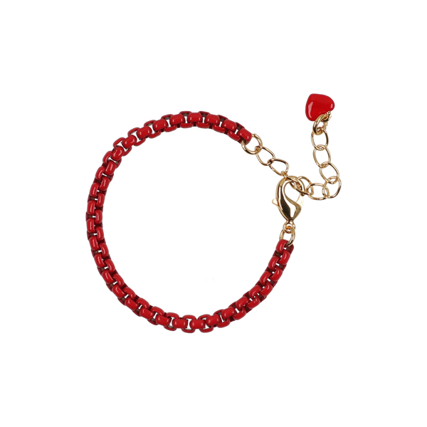 GOLD RED ENAMEL DOUBLE LINK BRACELET