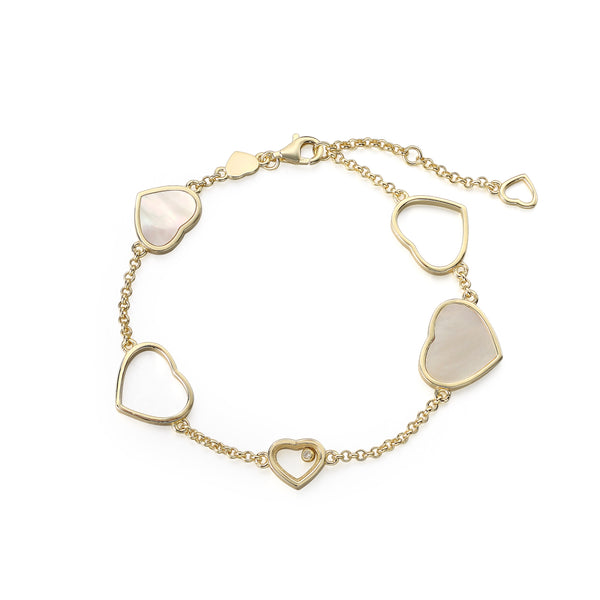 GOLD MOTHER OF PEARL HEART BRACELET