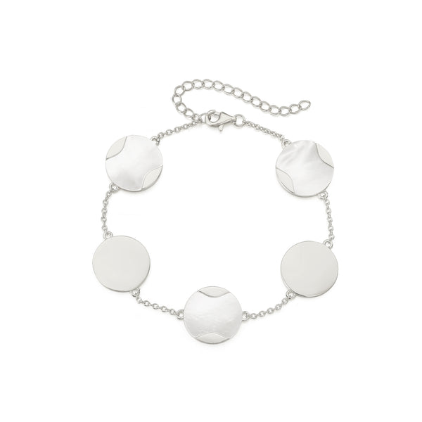 SILVER MOTHER OF PEARL ROUND BRACELET