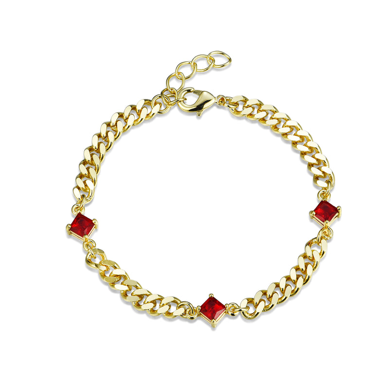 GOLD CUBAN RUBY BRACELET