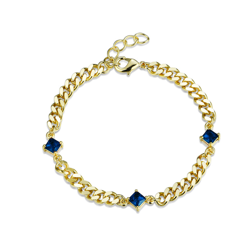 GOLD CUBAN SAPPHIRE BRACELET