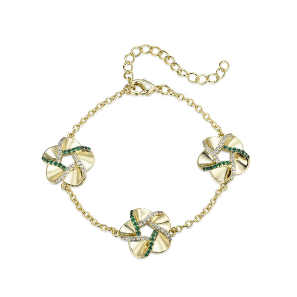 GOLD CZ EMERALD FLOWER BRACELET