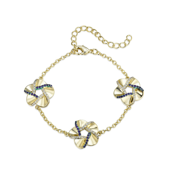 GOLD CZ SHAPPHIRE FLOWER BRACELET