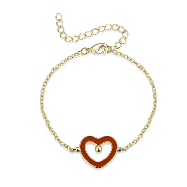 GOLD ENAMEL RUST HEART BRACELET