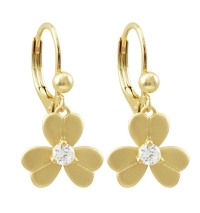 GOLD FROSTED FLOWER HANGING EARRINGS