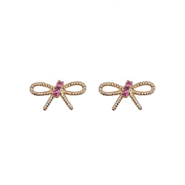 GOLD BOW CZ STUD EARRINGS