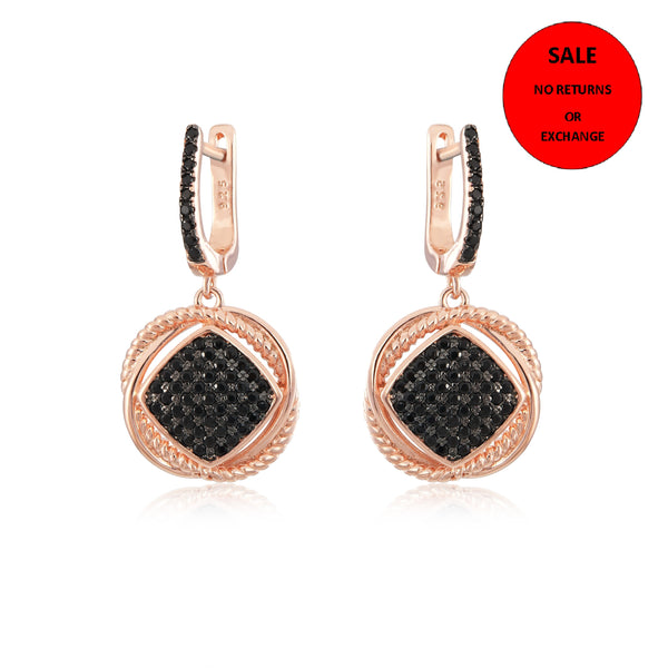 ROSE GOLD BLACK HANGING EARRINGS