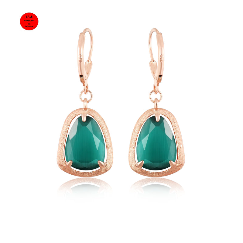 ROSE GOLD TURQUISE DROP HANGING EARRINGS