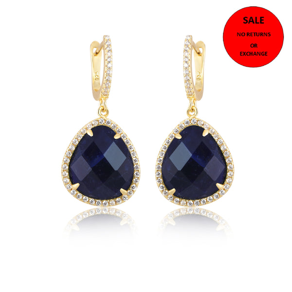 GOLD NAVY NATURAL STONES EARRINGS