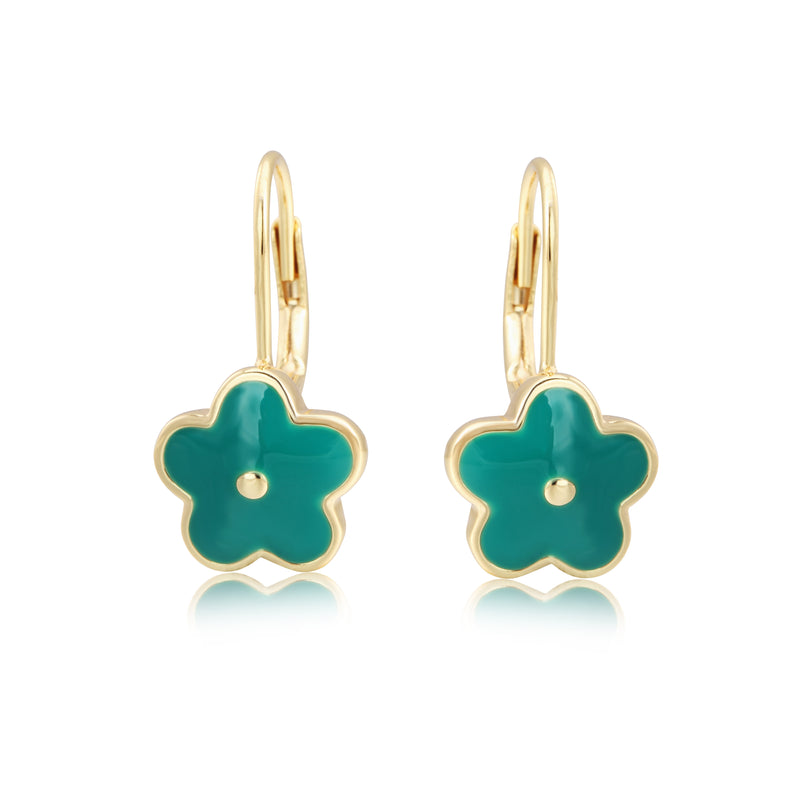 GOLD GREEN FLOWER EARRINGS