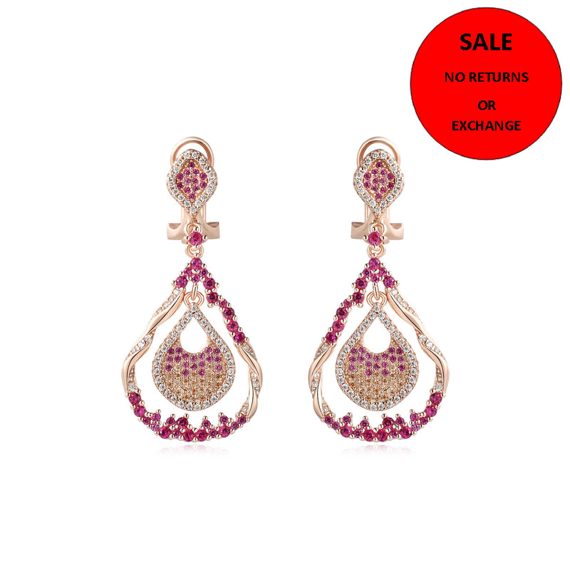 ROSE GOLD RUBY HANGING EARRINGS