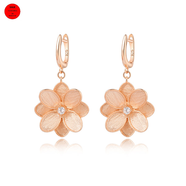 ROSE GOLD FROSTED FLOWER HANGING EARRINGS