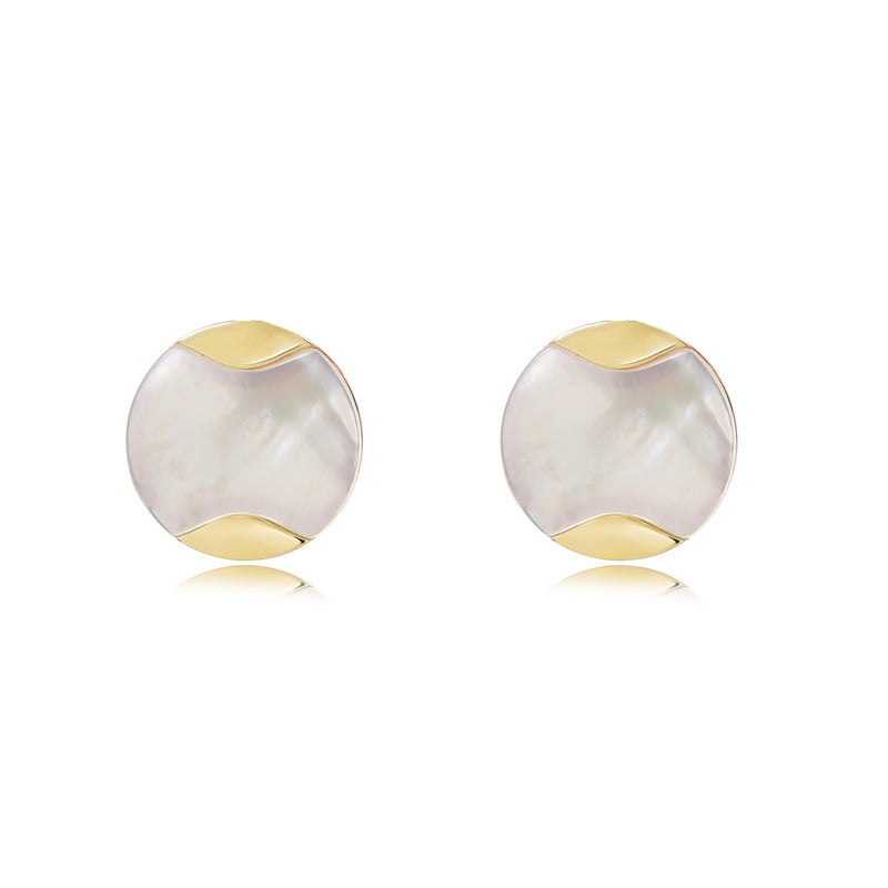 MOTHER OF PEARL ROUND STUD EARRINGS