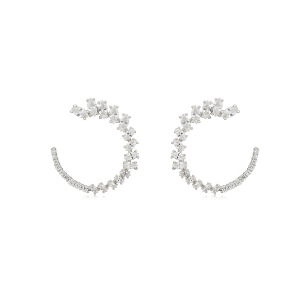 SILVER CZ J EARRINGS