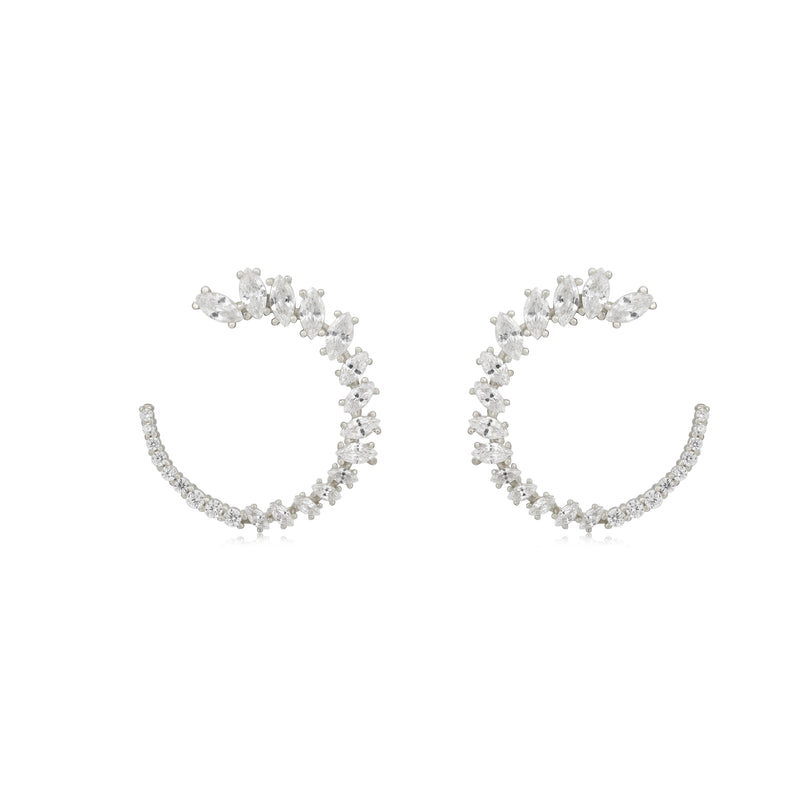 SILVER CZ J EARRINGS