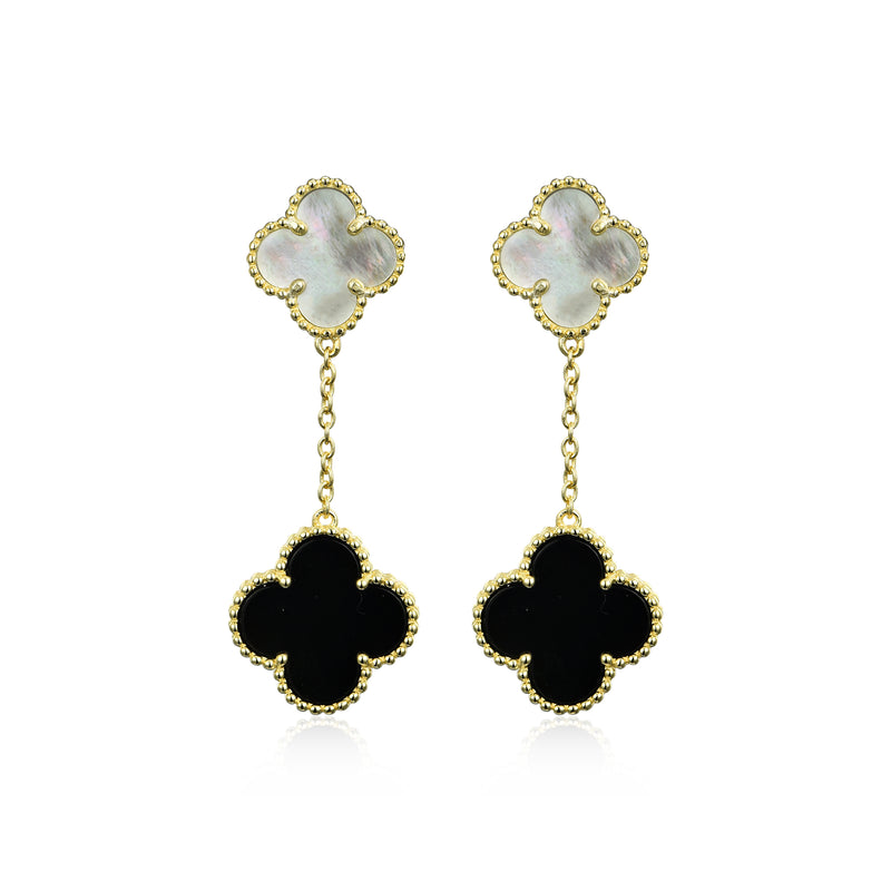 FOUR LEAF CLOVER PEARL HANGING EARRING