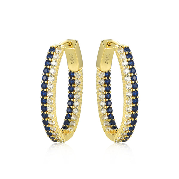 GOLD SAPPHIRE HOOP EARRINGS