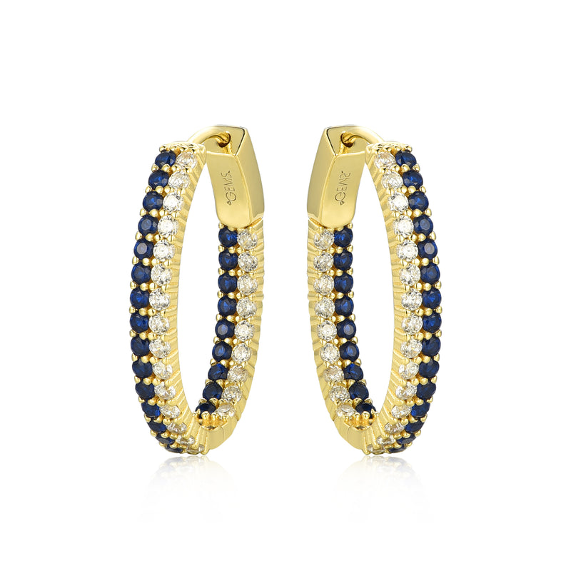 GOLD SAPPHIRE HOOP EARRINGS